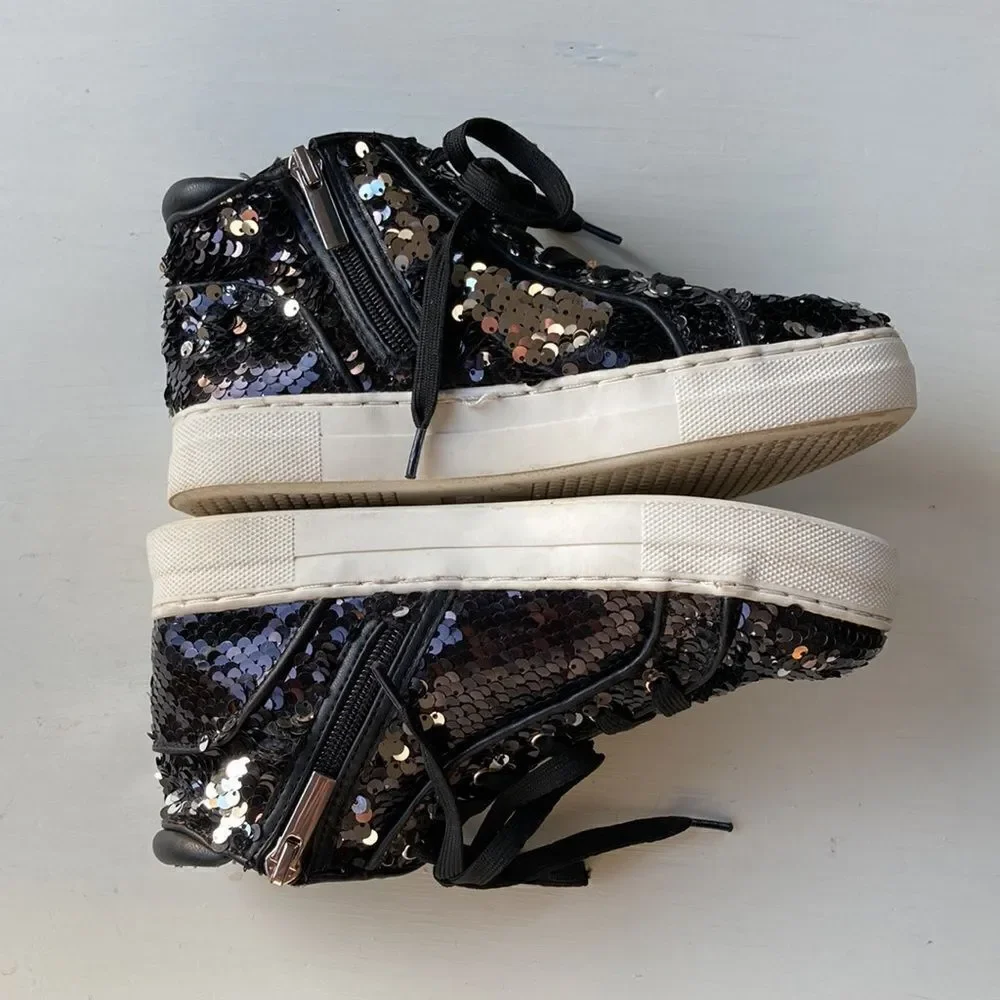 Kidpik Black Sequin Hightop Sneakers Size 3